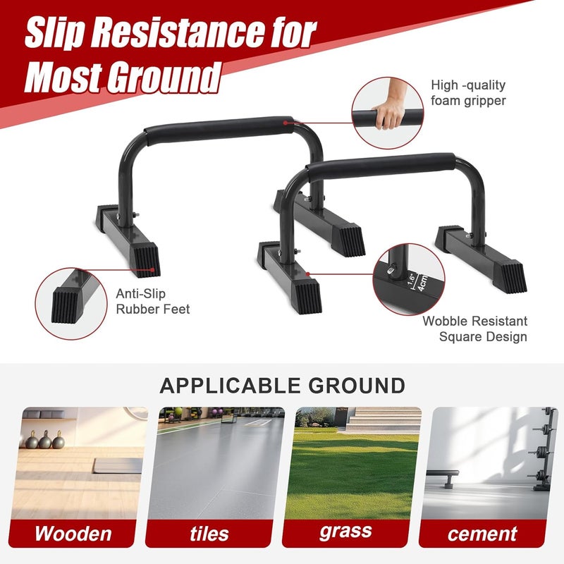 ETICSIPA Push Up Bars: Sweat-resistant Parallettes Bar for Handstands L-sit & Dip, No Wobbling Strength Training Pushup Stands for Women Men Workout Core Exercise at Home Floor Gym - Image 4